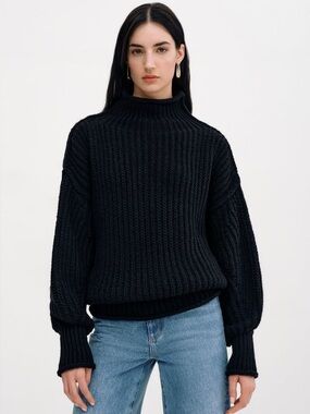 Marcella NYC Brenda Sweater Italian Wool Blend Balloon Sleeve Sweater Size M